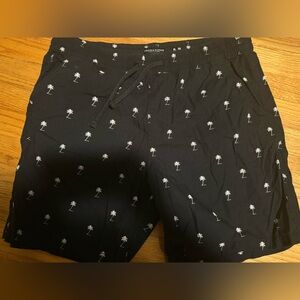 Black men’s  Shorts with White Palm Tree Print